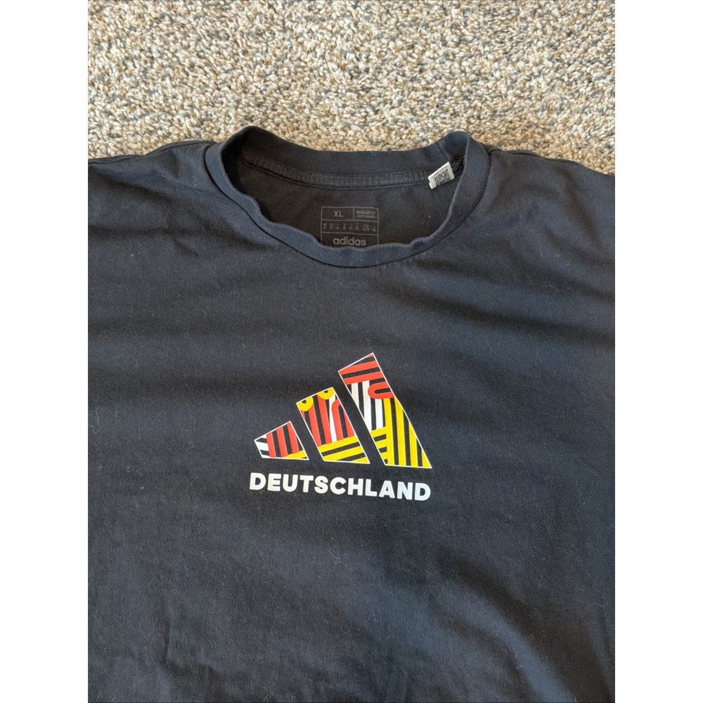 XL ADIDAS Black Mens DEUTSCHER BUND Germany Soccer 2 Sided Graphic Shirt - Picture 2 of 6